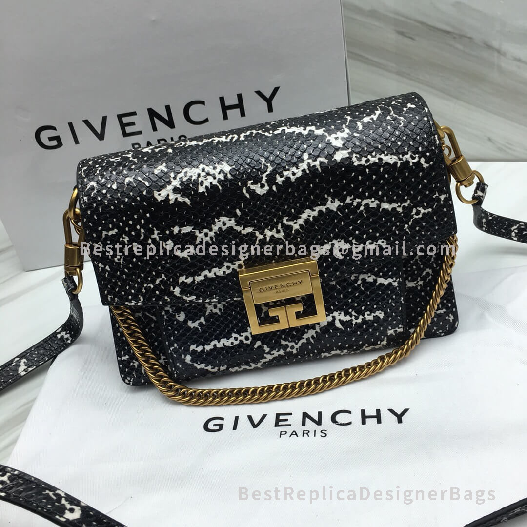 Givenchy Small GV3 Bag In Black And White Python Effect Leather GHW 29999-1